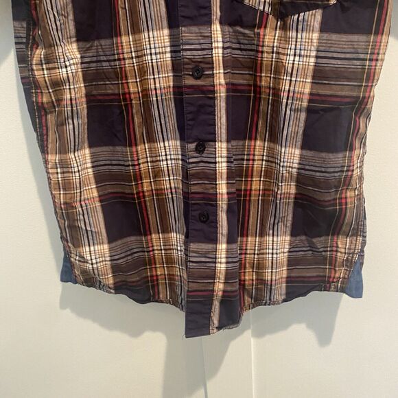 Parish Nation Y2K Shirt Mens Large Brown Plaid Hip Hop Streetwear Logos Retro - Picture 4 of 12